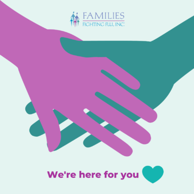 text reading 'we're here for you'