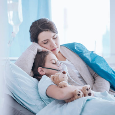 child in the hospital with the flu